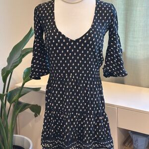 Anthropologie Floral V-Neck Midi Dress